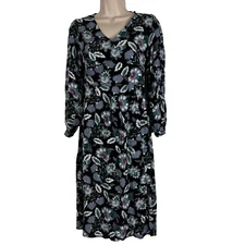 Ann Taylor Loft Dress Women's Petites 0P Long Sleeve Floral Below Knee Sheath