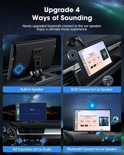 Tragbares 9 Zoll kabelloses Autoradio für Apple Carplay & Android Auto GPS + Rückfahrkamera - Bild 8 von 15