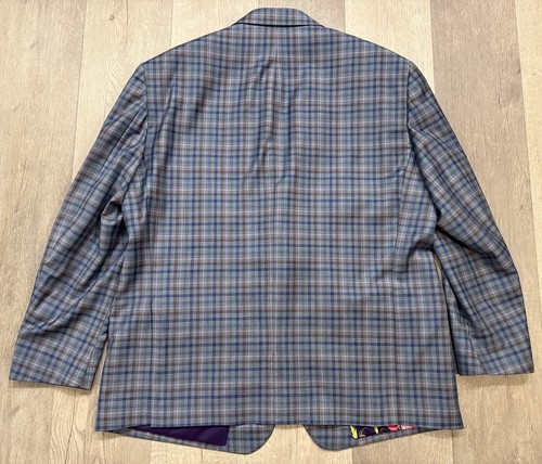 Robert Graham Men’s Blue Plaid Wool Blazer Sport Coat - Size 46R - Picture 3 of 9
