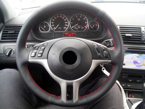 Couvre Volant Sur Mesure Pour Bmw X5 E53 Cuir Noir Lisse + Perforé - Bild 11 von 11