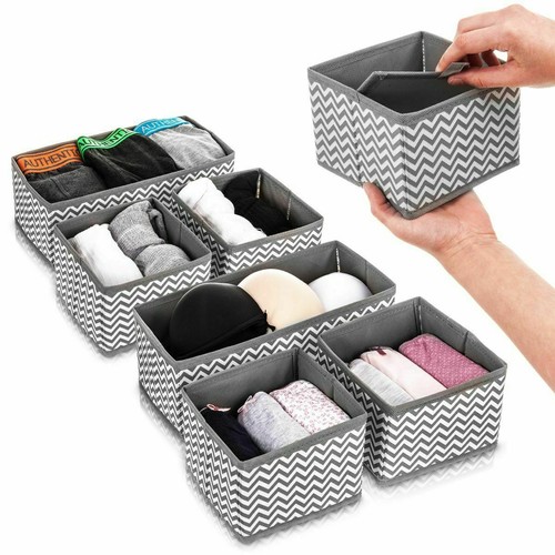 SCATOLA PORTAOGGETTI TELA 6 SEZIONI ARMADIO CASSETTO DIVISORIO ORGANIZER CALZE CRAVATTE GIOIELLI - Foto 3 di 10