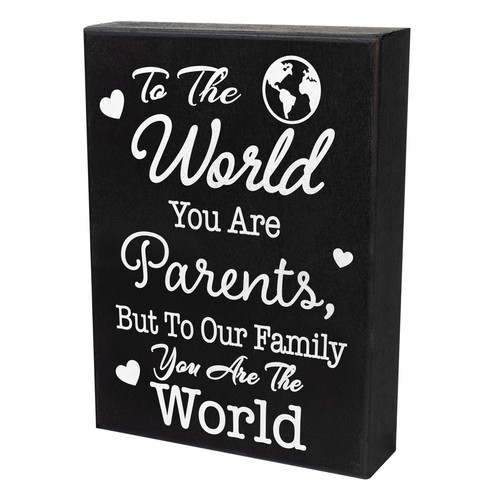 Gift for Parents, To the World You Are Parents Wooden Sign, Mom and Dad Gift - 第 11/12 張圖片