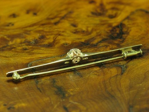 14kt 585 Oro Amarillo Broche Con 0,40ct Diamante Guarnición/2,5g/54,5mm - Imagen 5 de 6