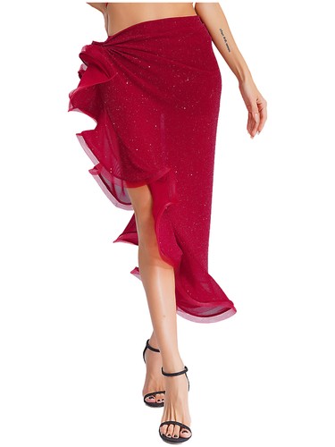 Women Costume Hip Dancewear Dancing Skirt See-Through Belly Dance Stage Scarf - Foto 25 di 44