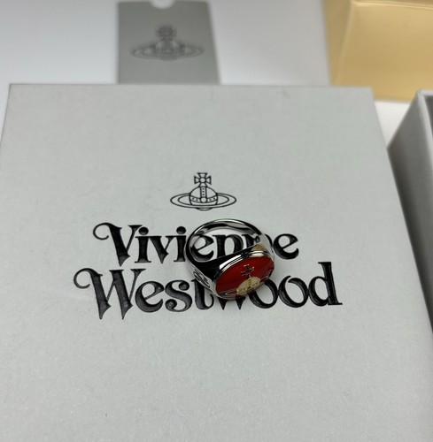 Vivienne Westwood Nana Silver Oval Vintage Style Saturn Red Ring Size 7 With Box - Picture 4 of 8