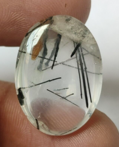 AAA+ Quarzo Rutato Naturale 22,85 Ct. Pietra preziosa ovale sfusa per anello e ciondolo - Foto 4 di 7
