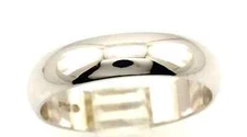 Men's 5mm high polished wedding band  ring 14k white gold Argentium silver 935