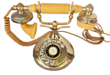 Vintage ITT Own A Phone Brass Color French Style Rotary Telephone Untested READ