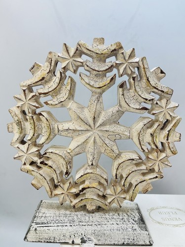2 Snowflake Christmas Stocking Hangers Wood Metal Gold White Large Heavy Holders - 第 14/24 張圖片