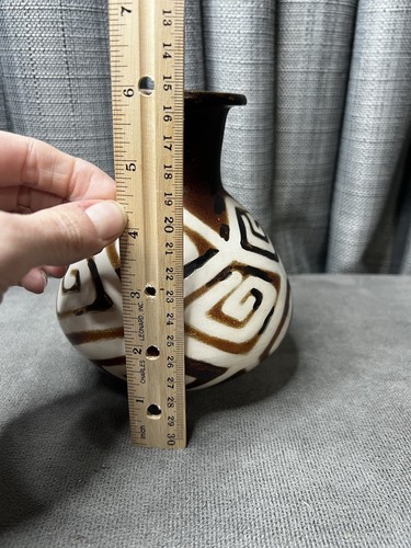 VTG Chulucanas PERU Folk Art Pottery Vase SIGNED Martin Laticorena Geometric - Picture 15 of 16