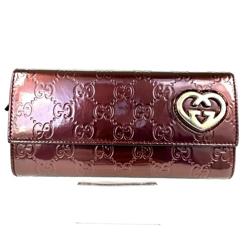 GUCCI Sima Lovely Heart GG Logo Patent Leather Long Bifold Wallet X03-0257 - Bild 3 von 24