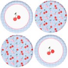  Cherry Blue Gingham Paper Plates | 24 pcs 9" | Ma Cherie Baby Shower Cherry ...