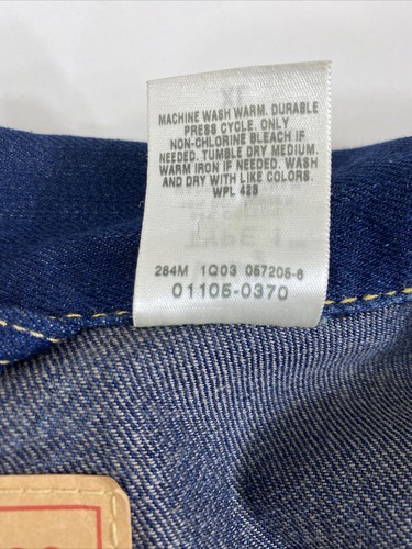 Chaqueta Levis Jean Azul Tipo 1 Icónica Camionero Denim Costuras Amarillas Para Hombres XL - Imagen 9 de 12