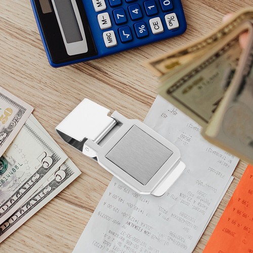 Cartera de acero inoxidable práctica fijación de dinero hombre - Imagen 4 de 12