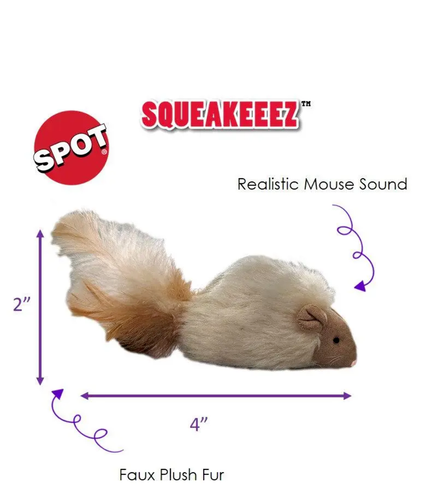 Spot Squeakeeez Mouse Assorted Cat Toy Tan/Brown, 6 in   - Picture 2 of 5