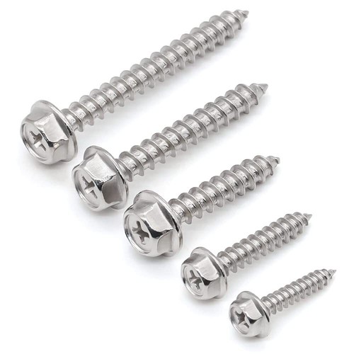 Flanged Phillips Hexagon Self-Tapping Screws A2 Stainless Hex Head Tappers M3-M6 - Picture 10 of 13