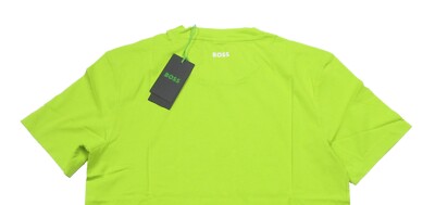 Hugo Boss Green Label Men's Green Textured Logo Crew-Neck