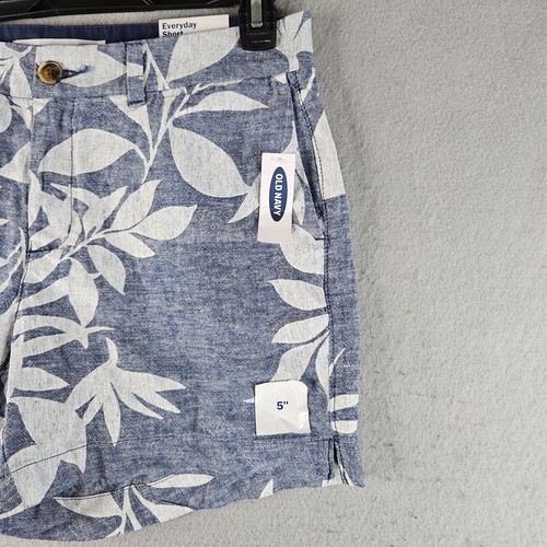 Old Navy Linen Blend Shorts Womens 8 Blue Floral Tropical Everyday Short Chino - Picture 2 of 11