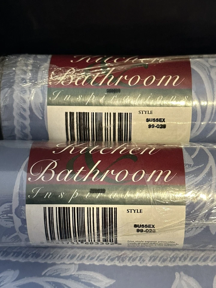 (3) Vintage Wallpaper Kitchen And Bathroom Inspirations Blue And White Sussex - Image 3 of 4