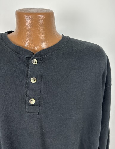 Vintage 90s John Ashford Ribbed Henley Men 2XL Long Sleeve Grunge Goth Minimal - Bild 2 von 13