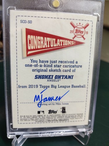 Schizzo Topps Big League Shohei Ohtani Los Angeles Angels SP 2019 disegnato a mano 1/1  - Foto 2 di 4