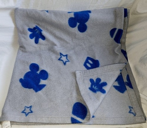 Disney Junior Mickey Mouse Blanket Gray Blue throw Fleece Star Hands Feet - Picture 15 of 15