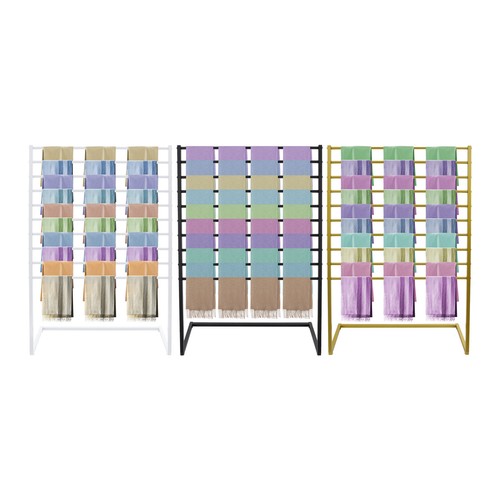 Freestanding Metal Scarf Display Stand, 10 Rod Scarf Floor Standing Display Rack - Picture 11 of 13
