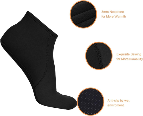 Neoprene Water Socks 3Mm Snorkel Fin Anti-Slip Sock Swim Men Women Dive Wetsuit - Picture 3 of 12