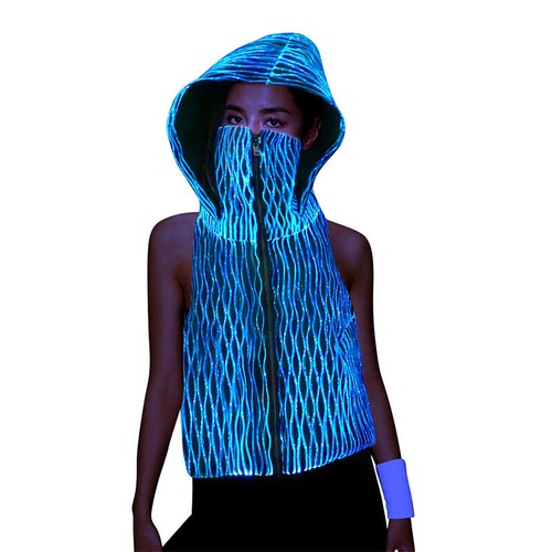 Cyberpunk sieben Farben LED Kleidung DJ Glasfaser Kostüm Nachtclub Mantel Bar - Bild 5 von 12