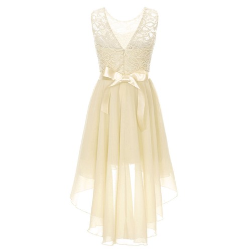 Kids Girls Dress Cut-out Sundress Lace Floral Ball Gown Prom Ball Flower Girl - Picture 44 of 62