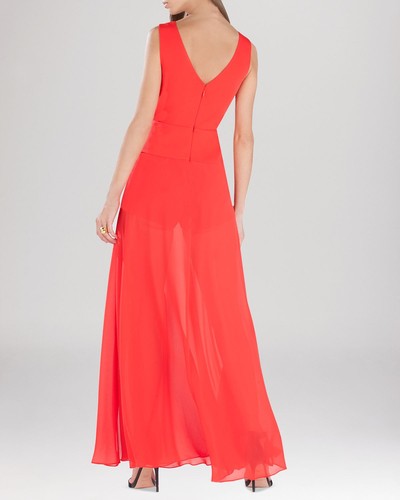NUOVA GONNA IN CHIFFON COLLO A V PROFONDO BCBG MAX AZRIA HALLEE ROMPER JGK9C863/L239A TAGLIA 6 - Foto 2 di 3