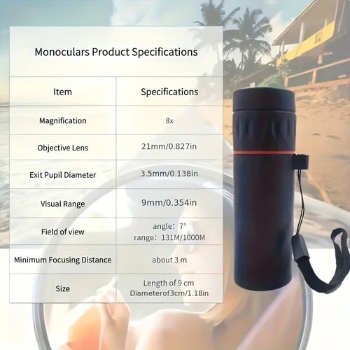 2000X25 HD Monocular Telescope Compact Portable Travel Hiking Fishing Camp Gift - Picture 15 of 26