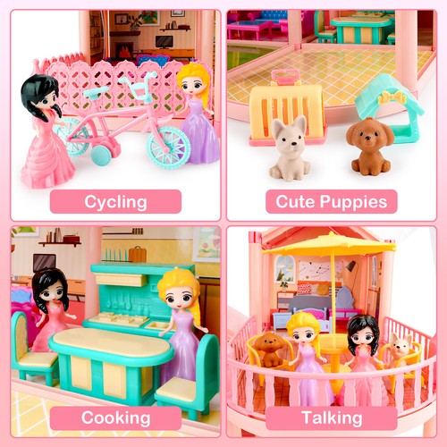 Dollhouse Dreamhouse Pretend Play 2-Story 7 Big Rooms Dolls DIY Building Gifts - Picture 5 of 7