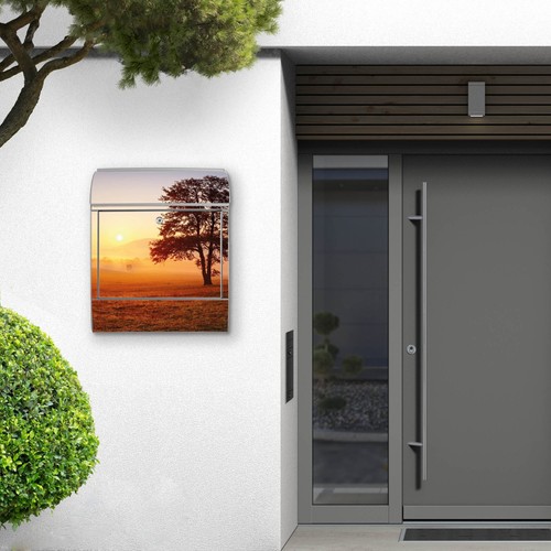 Design Briefkasten Mailbox A4 mit eigenem Namen Zeitungsfach Motiv Sonnenaufgang - Bild 4 von 17