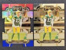 Anders Carlson 2023 Select Concourse Red Blue Rookie Prizm & Base 36 Jets Packer