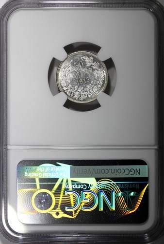 Bulgaria Ferdinand I Silver 1913 50 Stotinki NGC AU58 KM# 30 (007) - Picture 3 of 4