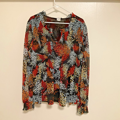 Akemi + Kin Women s XL Floral Top Long Sleeve Designer Anthro Fashion