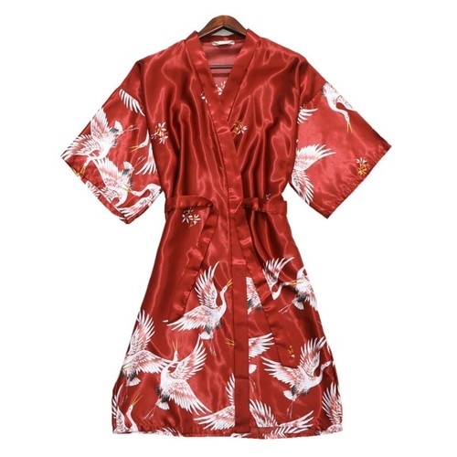 Femme Satin Kimono Pyjama Faux Soie Peignoir Japonais Crane Robe de Nuit Maison - Foto 5 di 22