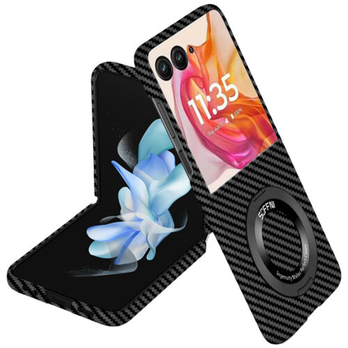 Custodia rigida in fibra di carbonio per Motorola Razr/Razr+ 2024 supporto anello magnetico cover - Foto 15 di 15