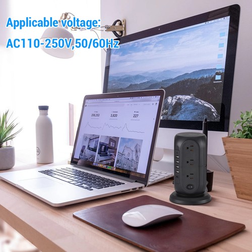 Tower Surge Protector Power Strip w/ 12 Outlets 5 USB Ports 6.2ft Extension Cord - Picture 18 of 40