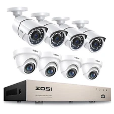 ZOSI H.265+ Security Camera System Wired 1080p Outdoor 8CH 5MP Lite DVR for Home