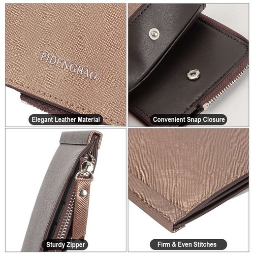 Men's Bifold Leather Zip Coin Handbag Multi Card Holder Purse Long Wallet Clutch - Picture 7 of 13