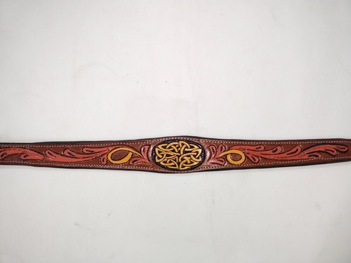 Heavy Duty Hand Tooled Design & Padded Leather Dog Collar . - Picture 7 of 9