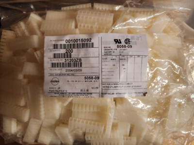 (200 per bag) Molex Connectors, 0010015092, 1 Row, 9 Pos, Female (NOS)