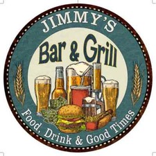 Jimmys Bar And Grill Round Metal Sign Kitchen Wall Decor 100140023186 Jimmys Bar And Grill Round Metal Sign Kitchen Wall Decor 100140023186