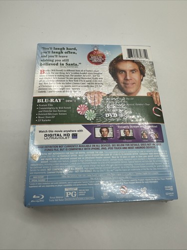 SEALED ELF STEELBOOK BLU-RAY + DVD WILL FERRELL W/ BONUS CD SOUNDTRACK SAMPLER - Foto 8 di 8