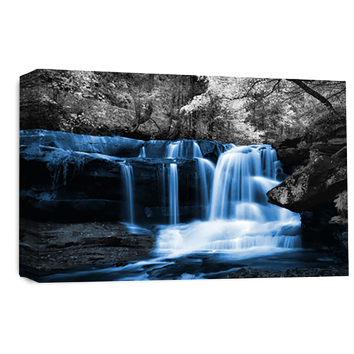 Large Waterfall Canvas Print Wall Art Blue Grey White Landscape Panel - Picture 1 of 6