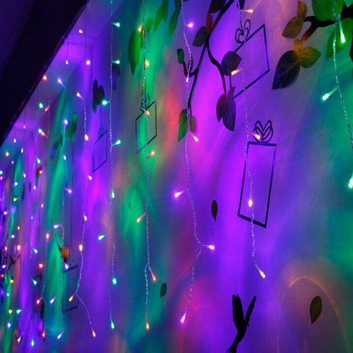 AC 110V 96 LED Curtain Fairy String Party Lights Xmas Waterproof Christmas Decor - Picture 6 of 15