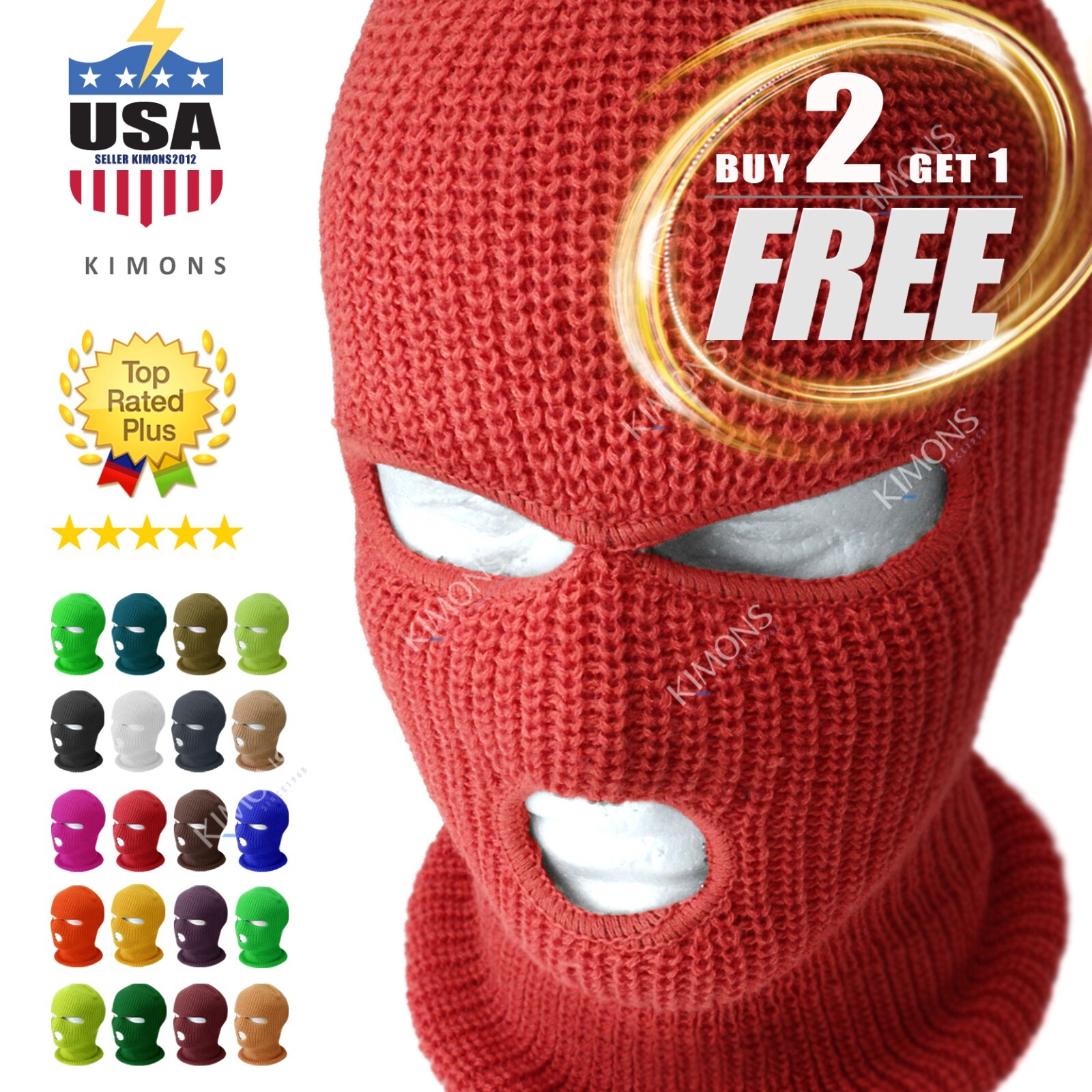 3 Hole Full Face Mask Ski Mask Winter Cap Balaclava Outdoor Beanie Tactical Hat