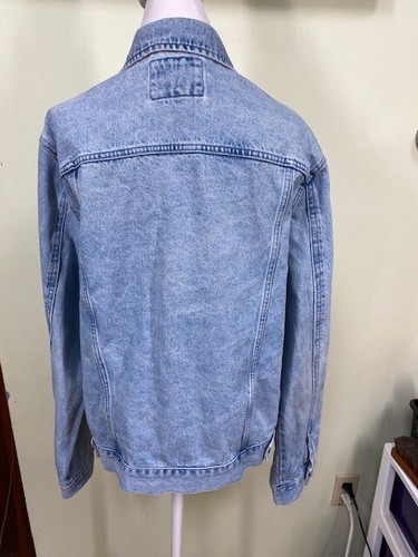 Forever 21 Denim Trucker Jeansjacke Herren Gr. M helle Waschung Langarm Knopfleiste - Bild 8 von 14